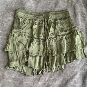 Aerie Olive Green Ruffled Mini Skirt